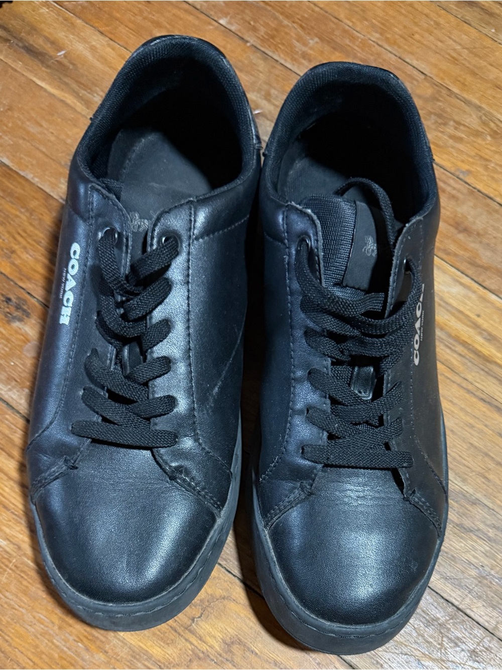 Coach Men’s Black Leather Low-Top Lace-Up Sneakers
